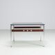Scandinavian coffee table in metal, teak and smoked glass Denmark 1960