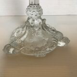 Bougeoir verre moulé épais poissons et fleurs