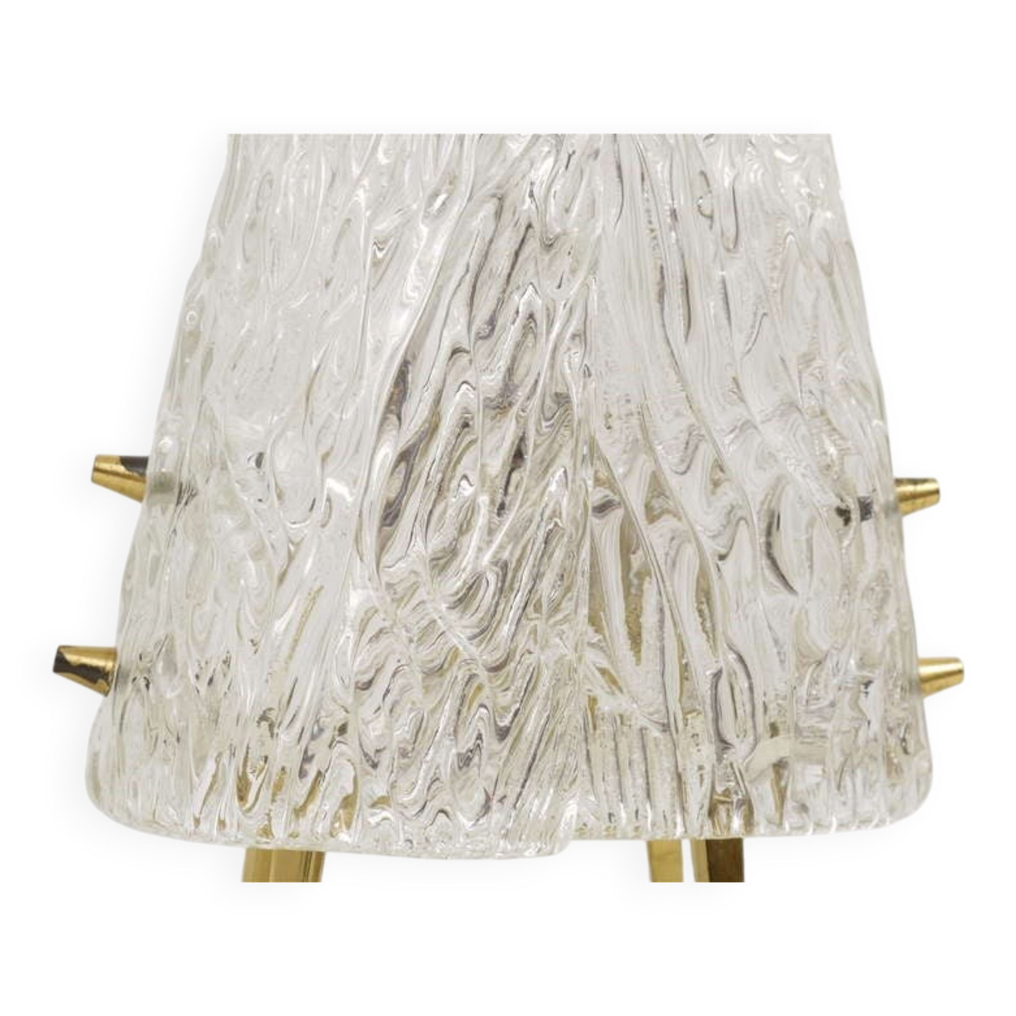 Pair of mid-century brass and textured glass table lamps, Austria, 1950s