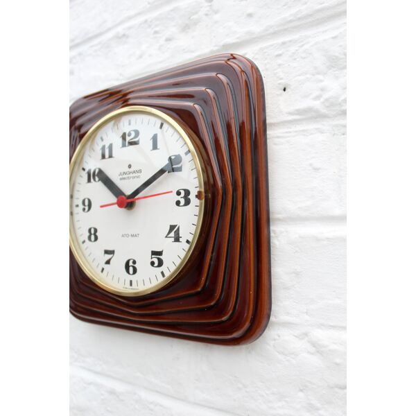 Vintage junghans ceramic wall clock, electronic ato-mat, battery | Selency