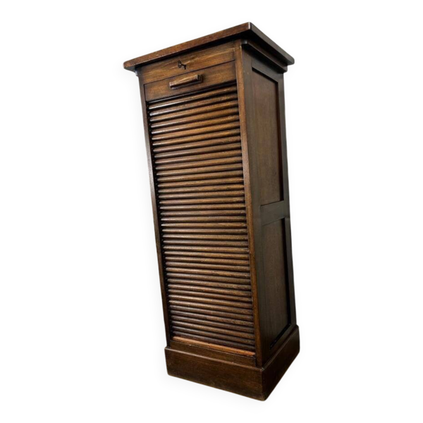 Armoire d'archives vintage en bois / armoire à rideau