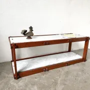 Italian modernist shelf in teak and Carrara marble, 1950s