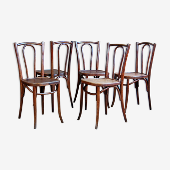 Lot 6 chaises bistrot Fischel années 20