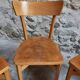 Set of 4 French bistro chairs, beech and plywood, 1960s, mid-century dining chairs.