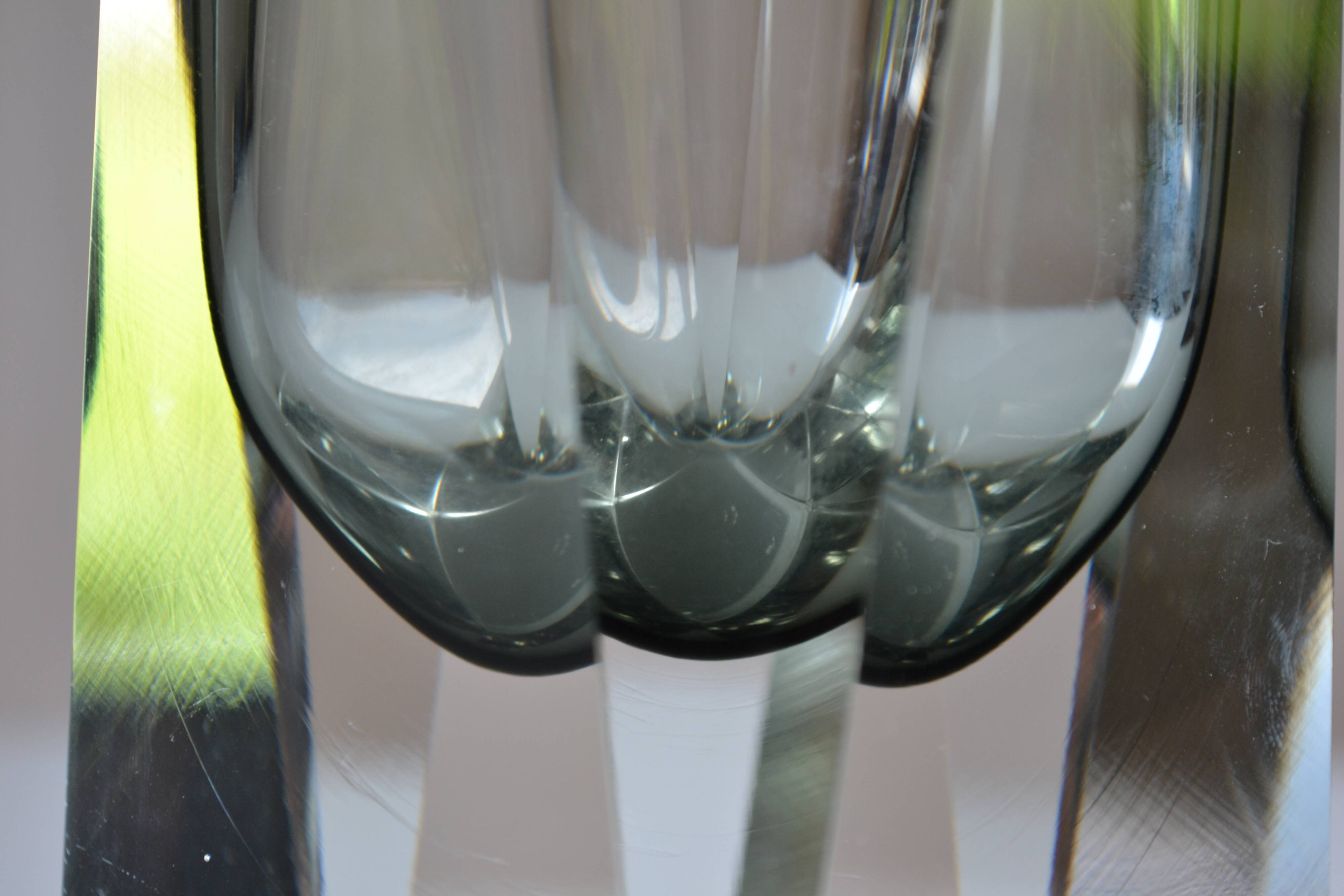 Murano Sommerso Vase Gray Blue 30 cm Vintage 1970