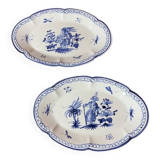 Set of 2 Moustiers blue decor dishes