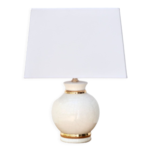 Lampe en faïence craquelée blanche