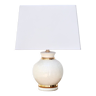 Lampe en faïence craquelée blanche et dorée, années 70