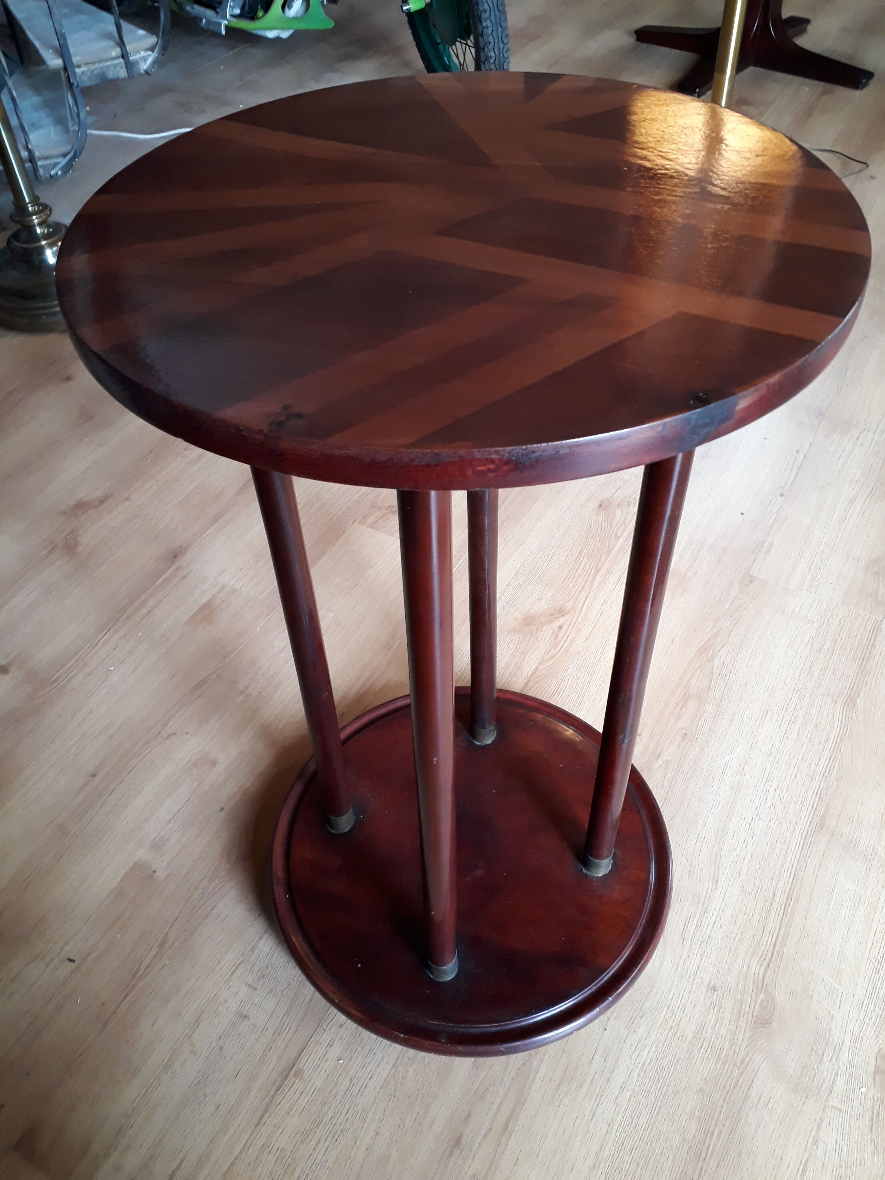 Massive mahogany harness and brass art deco
