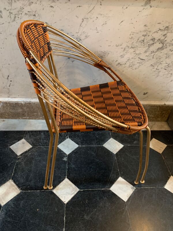 Série de 6 fauteuils de jardin et patio scoubidou', design italien vintage 1950s