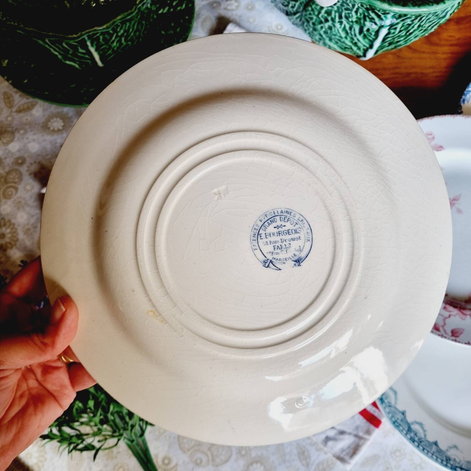 Lot de 6 assiettes plates terre de fer dépareillées