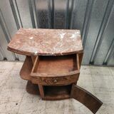 Old bedside table in wood and marble