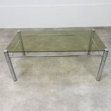 Coffee table chrome and smoked glass 70s