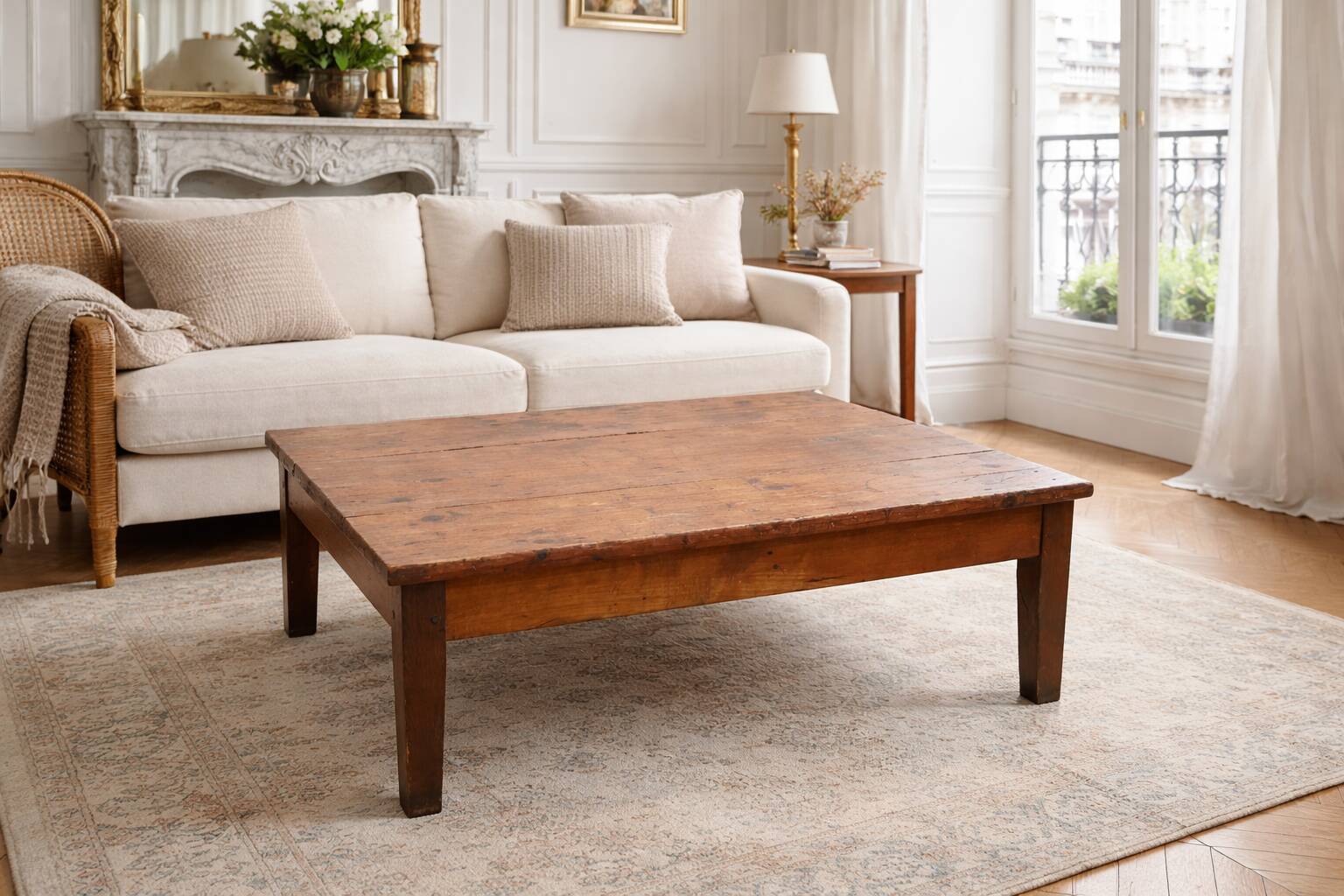 Table basse ancienne en bois – patine d’origine