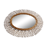 Miroir en rotin vintage de forme ovale