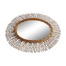 Original vintage rattan mirror, oval shape, 70 cm