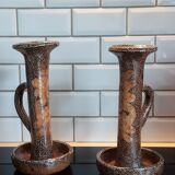 Pair of large format stoneware candlesticks