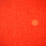 TABLE with two Italian EXTENSIONS and its 6 vintage CHAIRS of the 1970s in red color