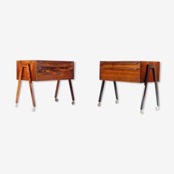 Pair of vintage Danish retro bedside tables in rosewood 60s 70s