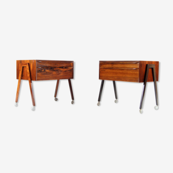 Paire de tables de chevet rétro vintage danois en palissandre années 60 70