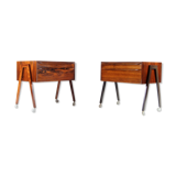 Paire de tables de chevet rétro vintage danois en palissandre années 60 70