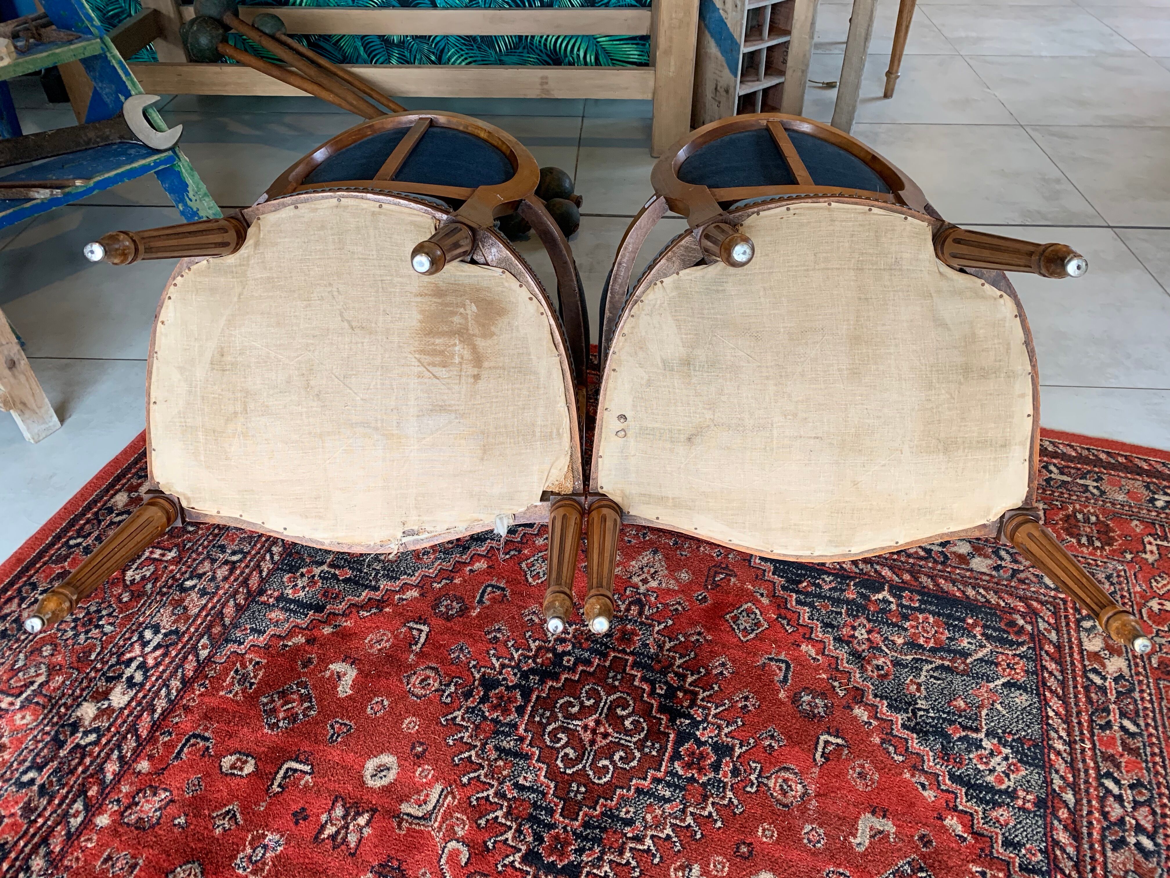 Pair of Louis XVI style medallion chairs