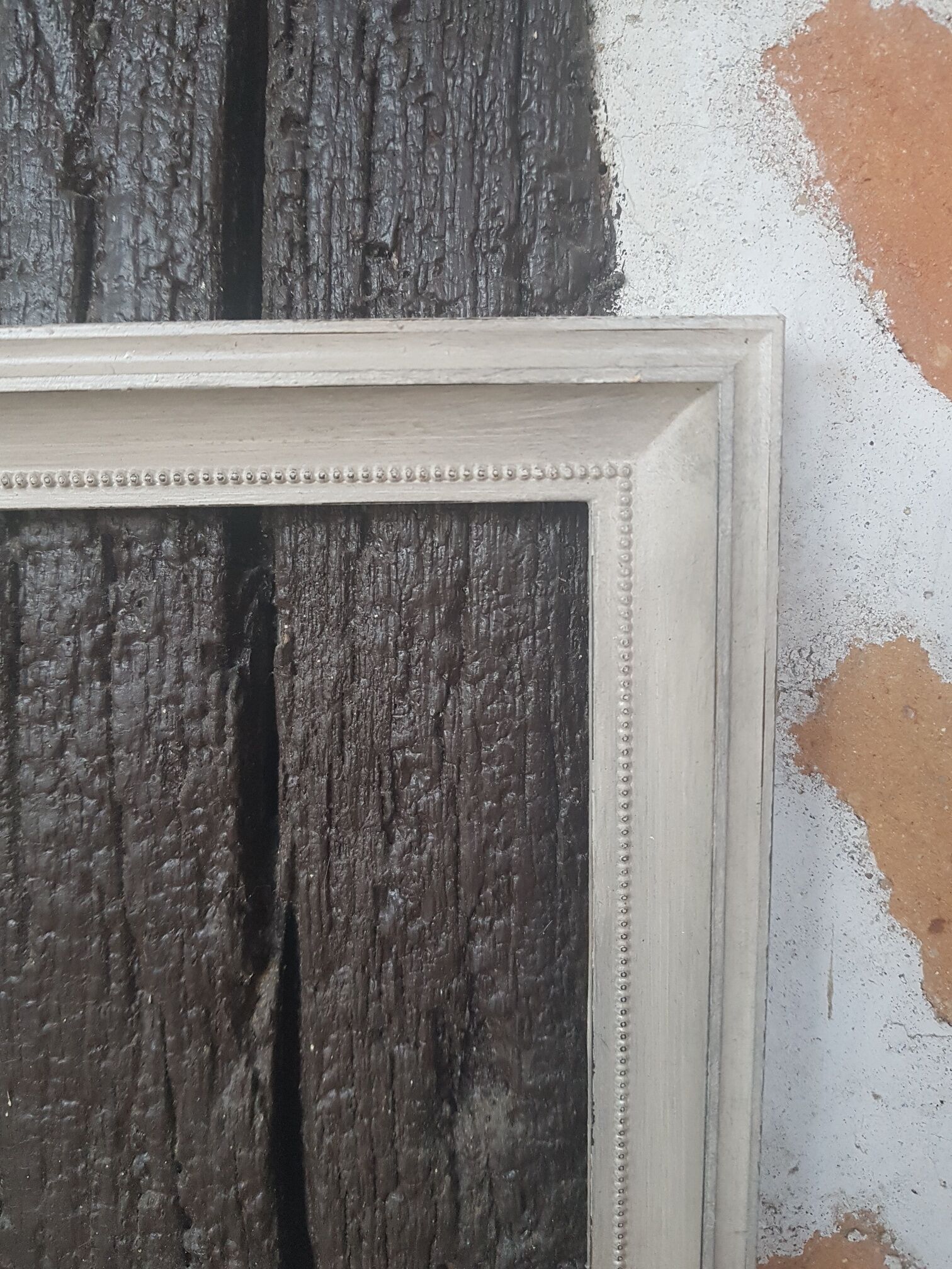 Gray linen patinated rectangular frame