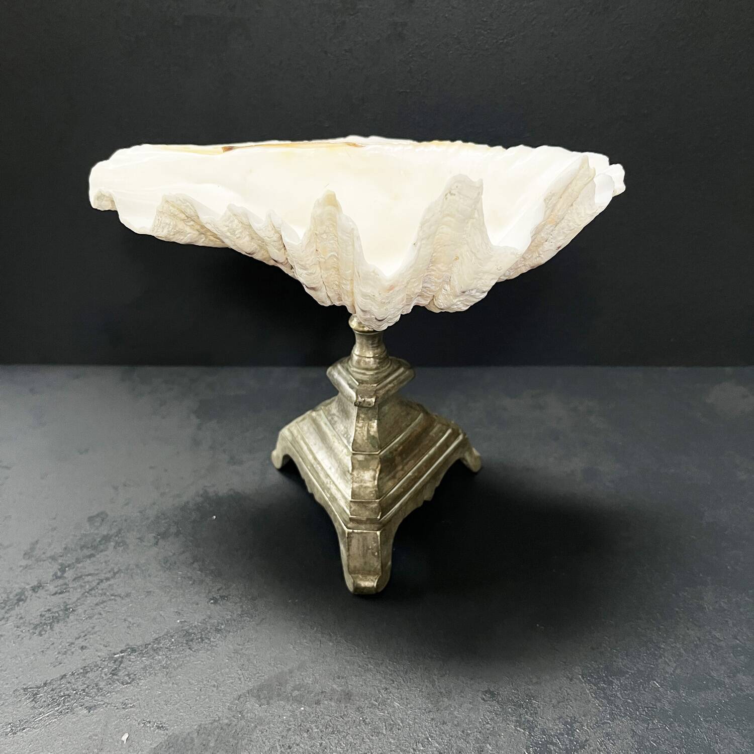 Shell-shaped trinket dish on a base