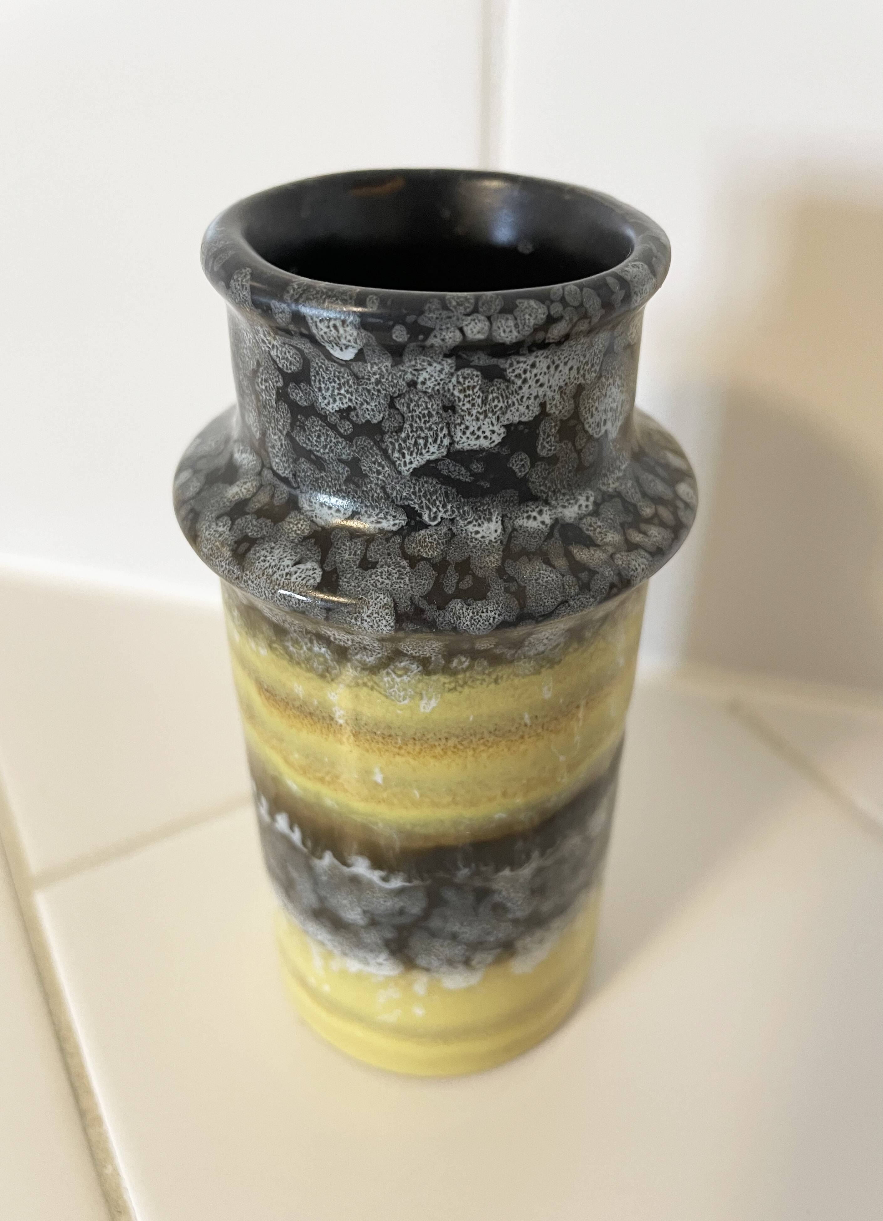 VEB Haldensleben 3092/D Vase - Small Yellow & Gray East-German GDR Ceramics