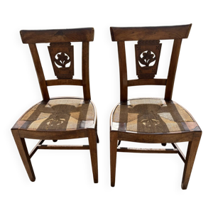 Paire de chaises artisanales - noyer