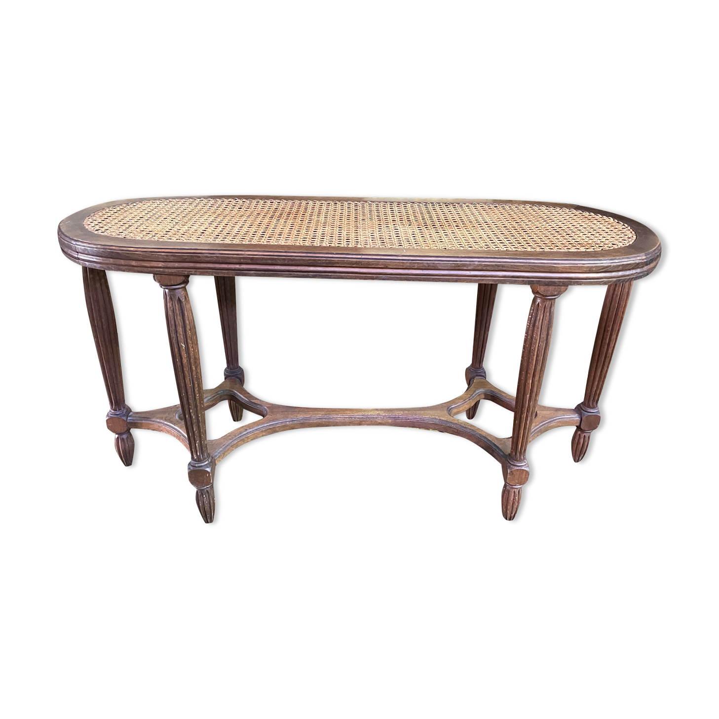 Louis XVI piano bench in cannage