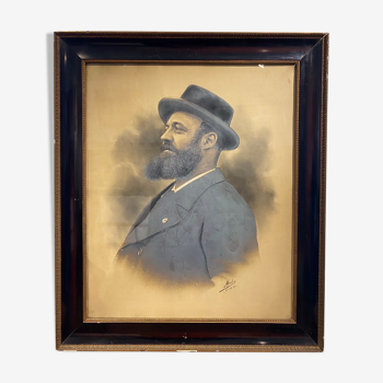 Tableau ancien , portrait d’un gentleman signé et daté 1907