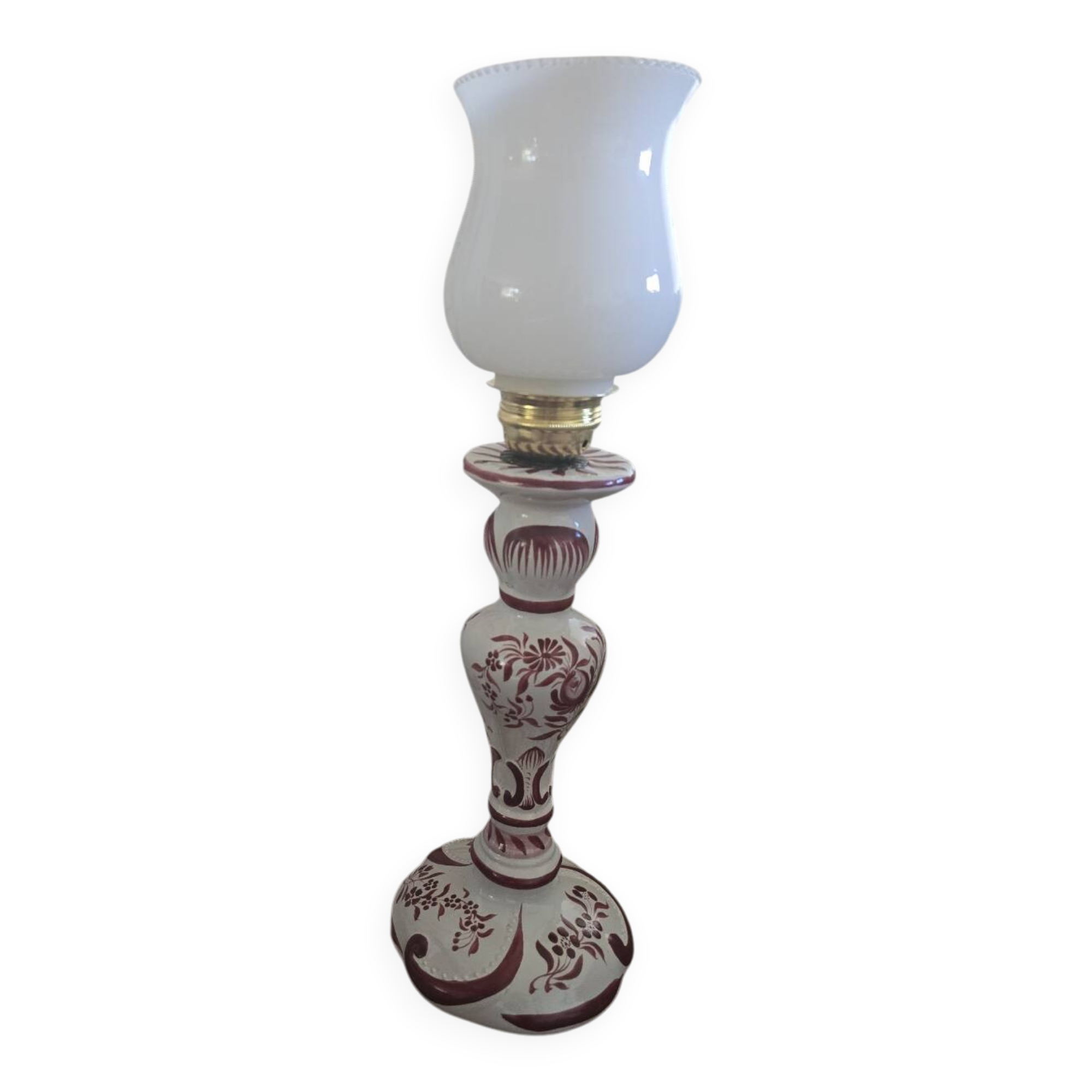 Original porcelain lamp with a base in the style of Gabriel Fourmaintraux.