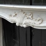 Louis XV style fireplace in white Carrara marble circa 1980