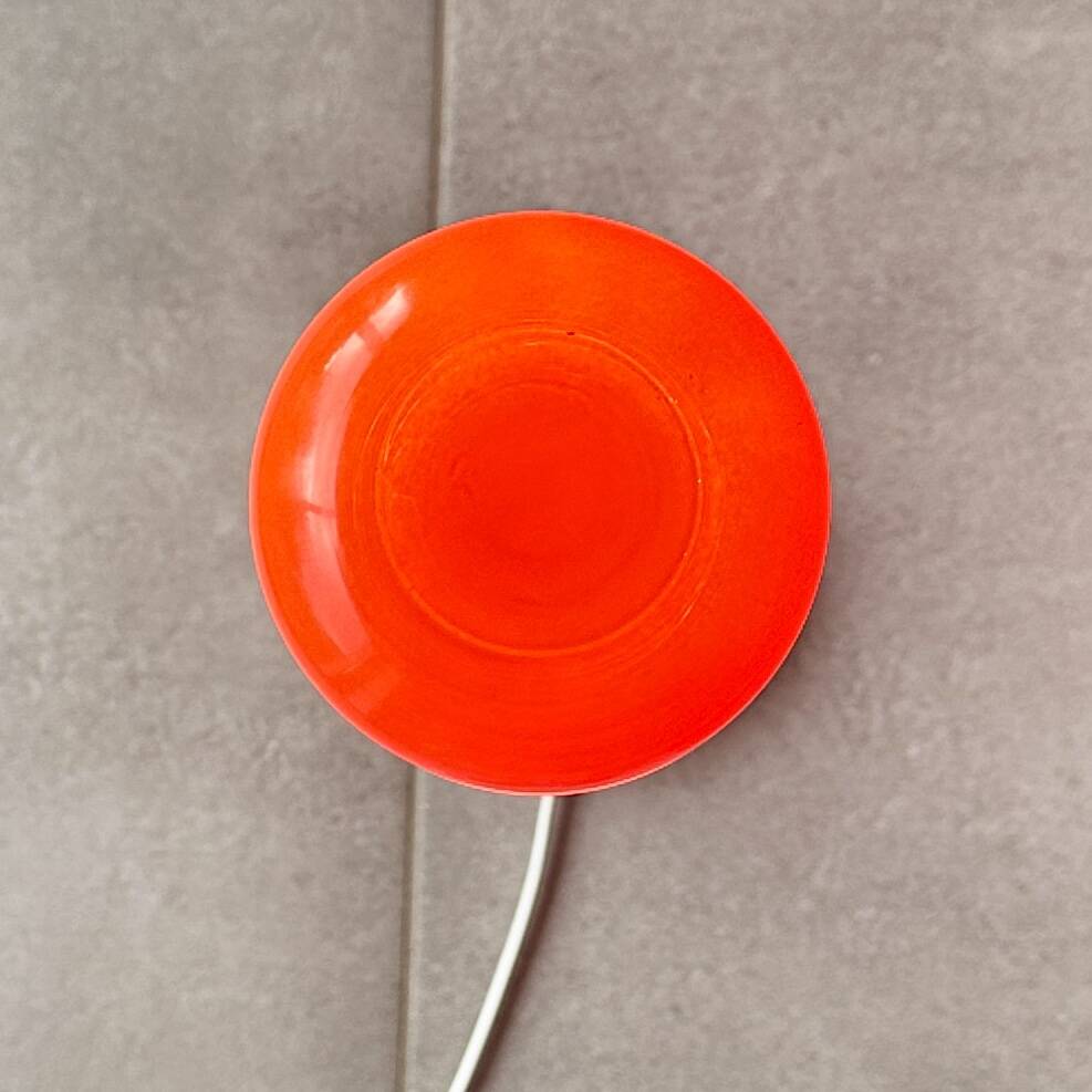Modern vintage pop design lamp in 70’s style orange glass