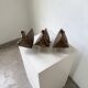 Series of three brutalist Folk Art candle holders