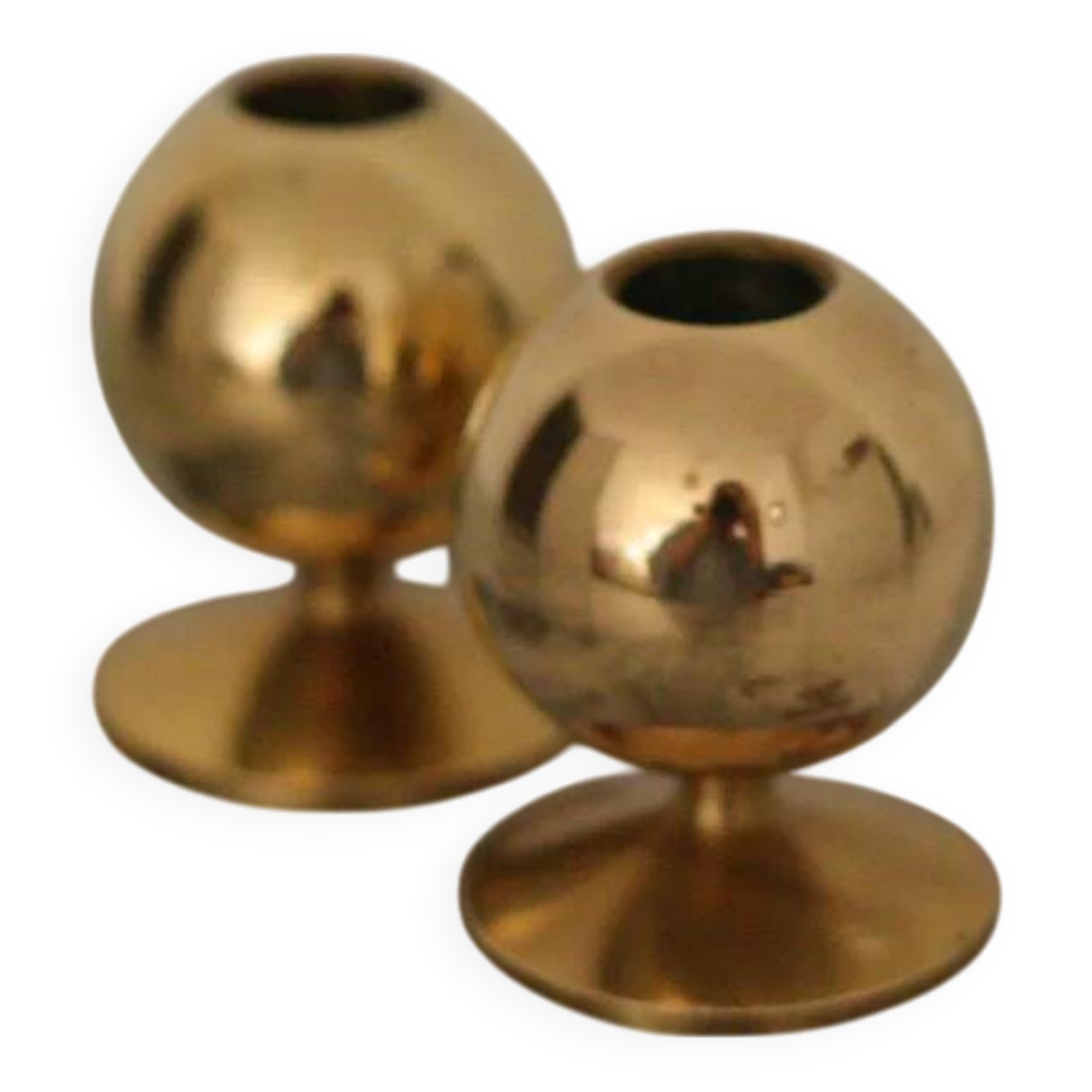 Pair of mid-century Swedish brass candle holders