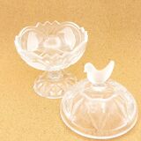 Crystal bird candy or sugar bowl