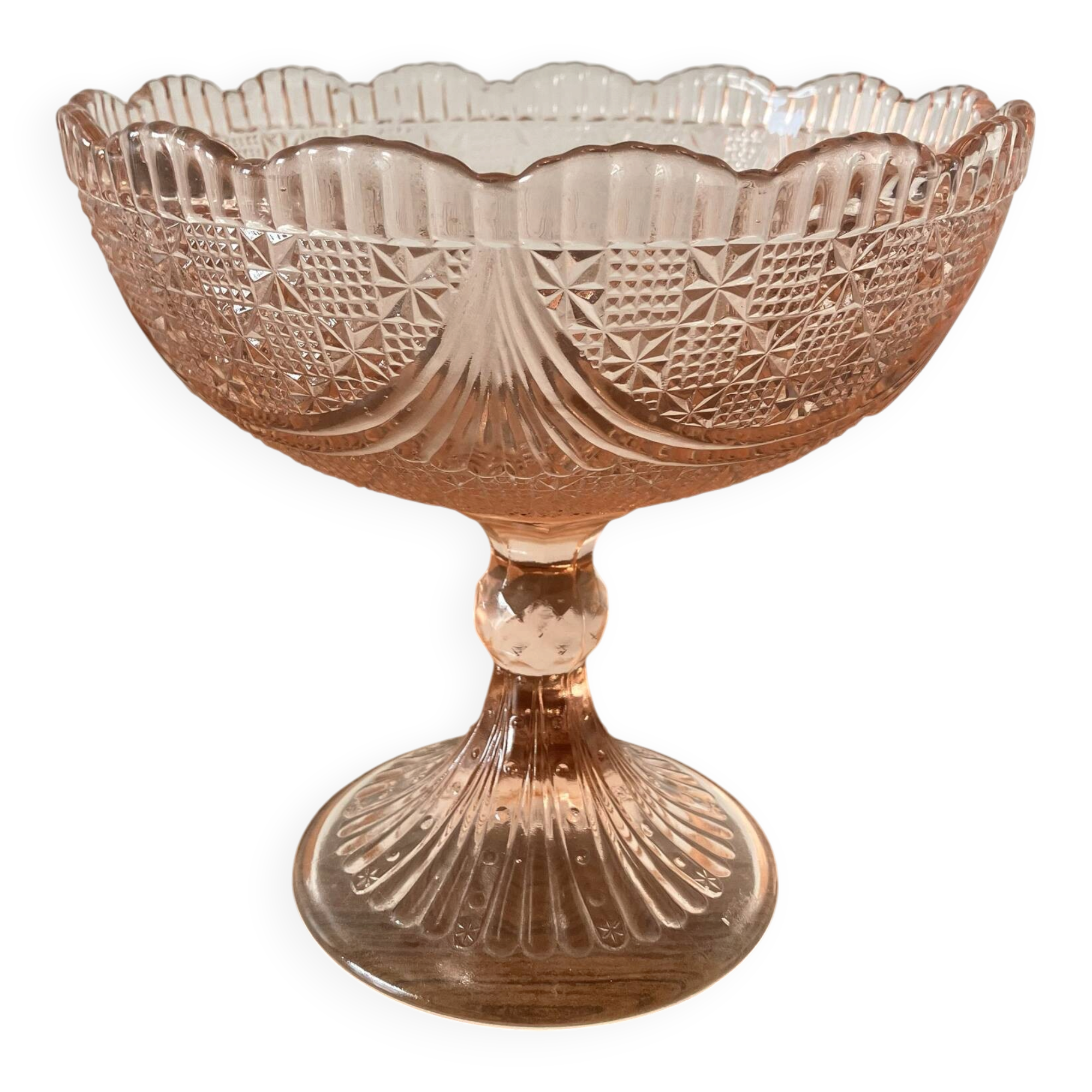 Pink glass fruit bowl