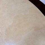 Large Italian Single Column Crescent-Shaped Desk in Goat Skin & Brass 1950s