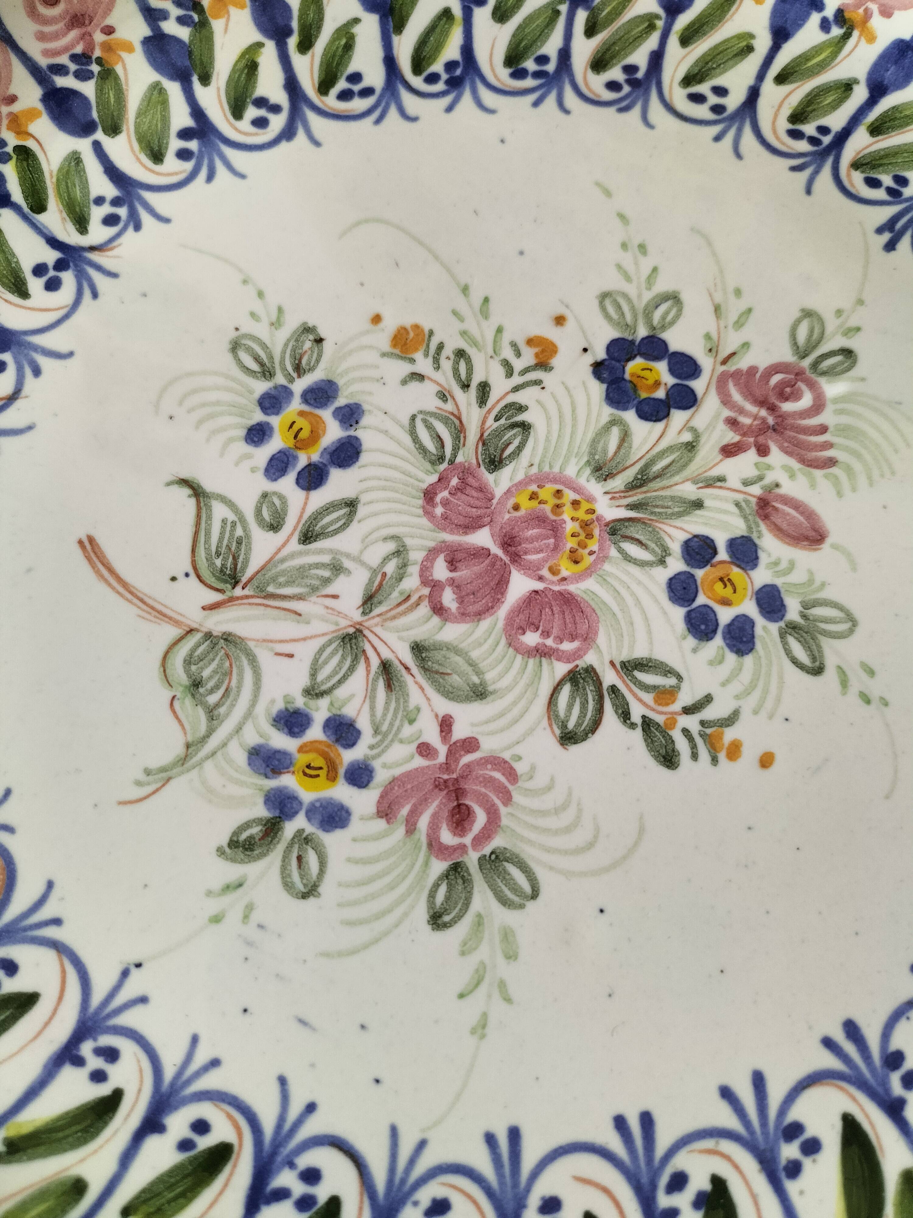 Set of four floral plates Longwy Toledo Talavera Sarreguemines LB