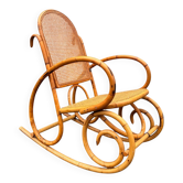 Vintage rocking chair in bamboo and cane