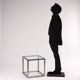 Table basse cubique vintage des années 1960 en verre et métal, Italie