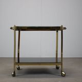 Brass service dessert set with black glass, Germany, 1970s