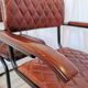 Set of 4 Vintage Quilted Leather Dining Chairs: Black Metal Base