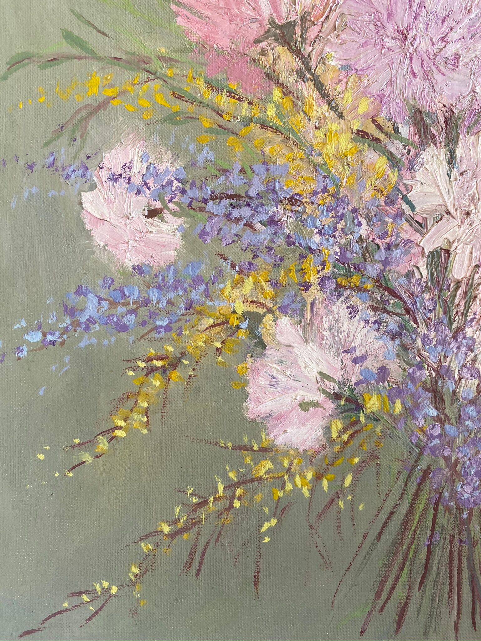 Ancient painting, still life with wildflowers 60/80s