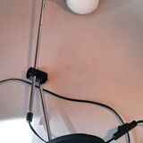 Chrome and white opaline pendulum lamp, 1970.
