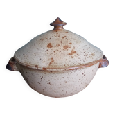 Soup tureen, vegetable dish in Puisaye stoneware signed by Jean-Pierre Prud’homme.