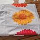 Vintage Flower Power tablecloth with large floral patterns — 1970s