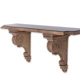 Jean-Charles Moreux. Console in carved oak and marble. 1940s.